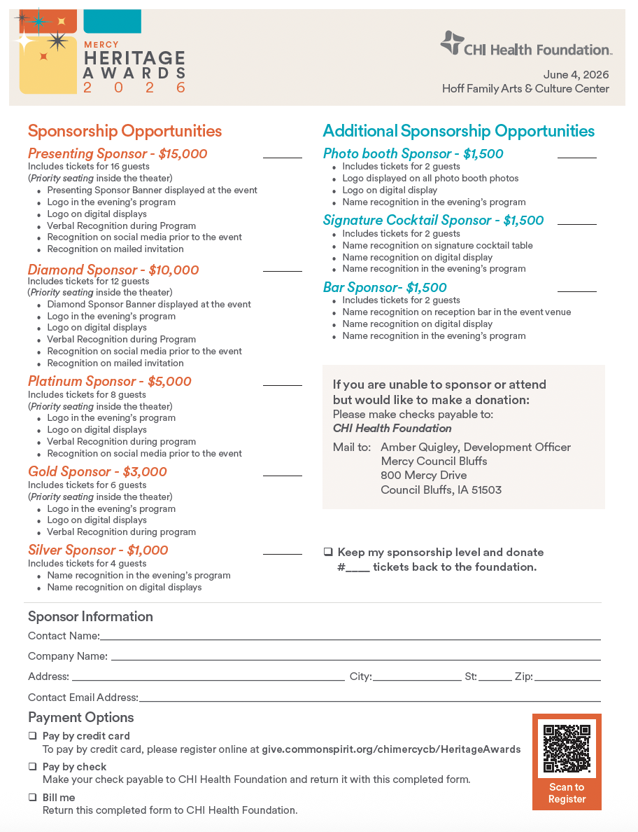 Mercy Heritage Sponsorship form Image