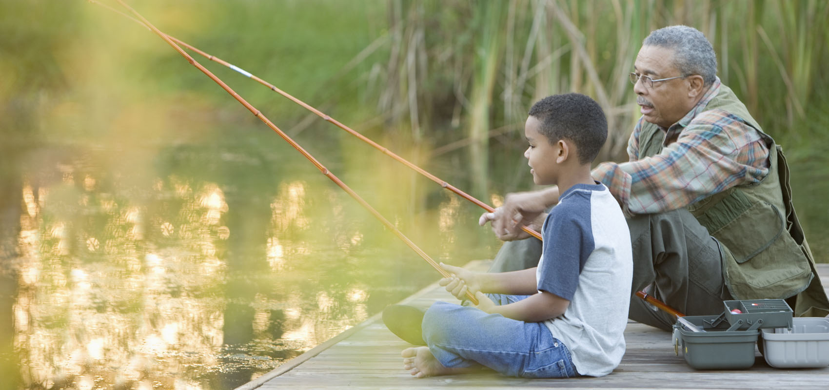 Grandpa and Grandson fishing