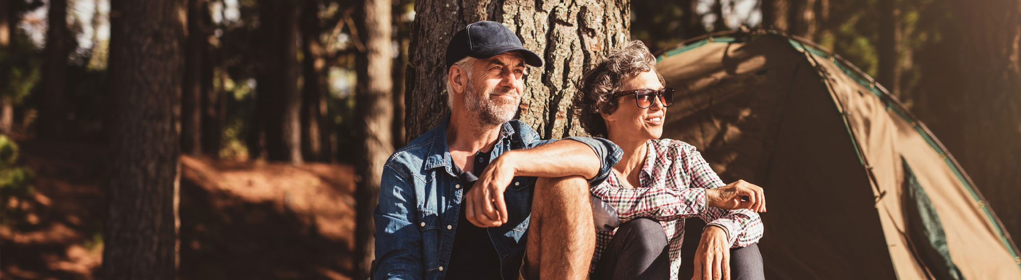 Senior couple camping