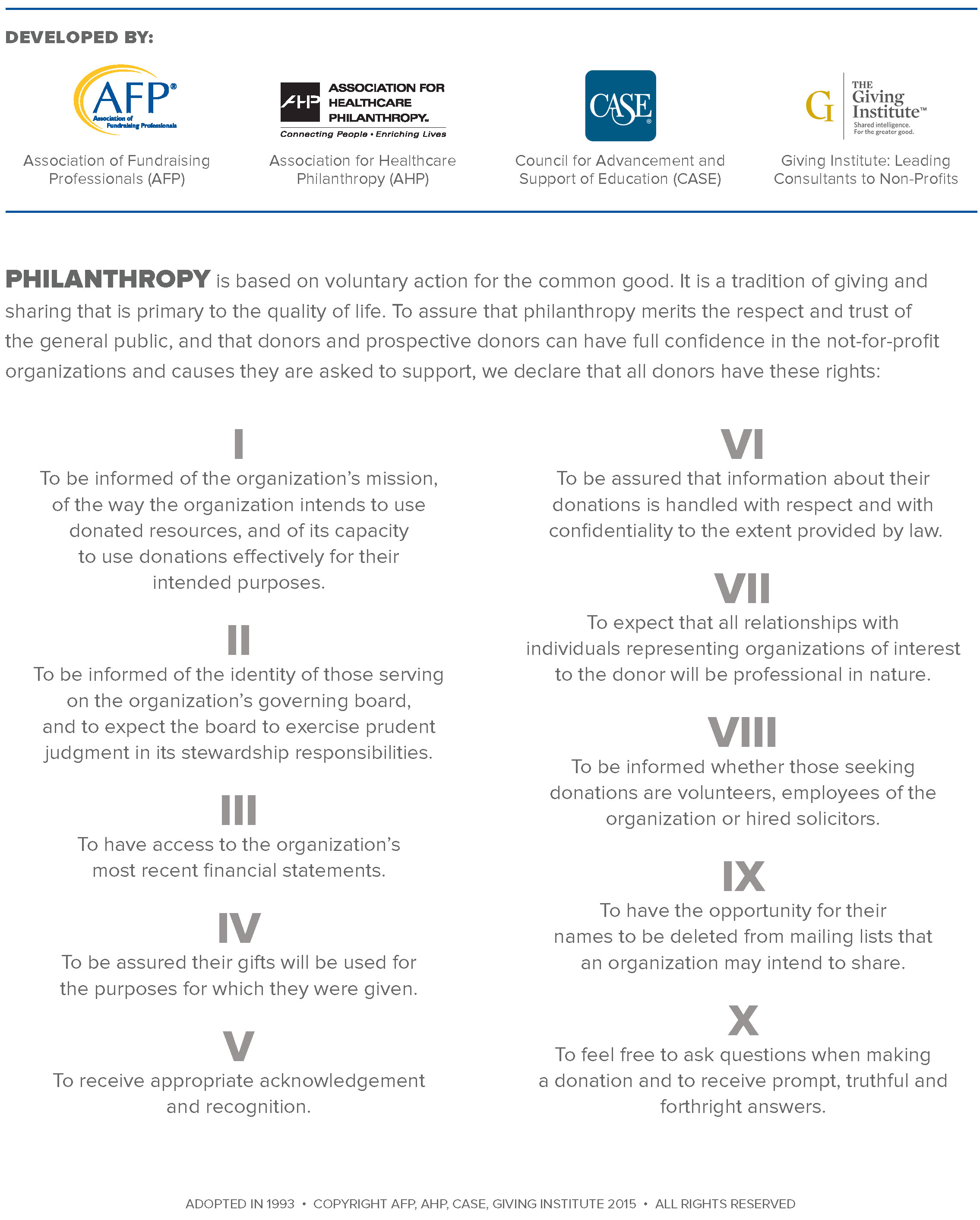 Donor Bill of Rights